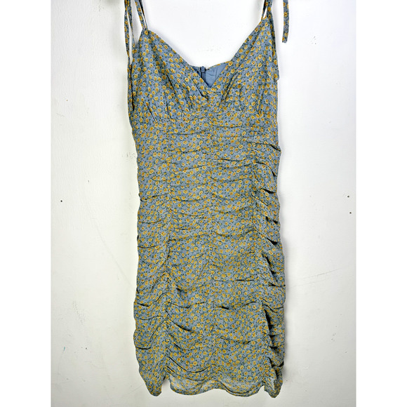 Storia Dresses & Skirts - NWT Storia Blue Sweetheart Cottagecore Ditsy Floral Ruched Bodycon Mini Dress